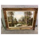 Framed Oil on Canvas painting signed W.