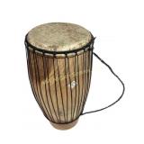 Handcrafted Wooden Drum from Ghana with Rope Tensi