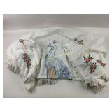 Embroidered peacock table cloth, wind breaker