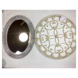 Decorative oval mirror, 38x29, decorative wire