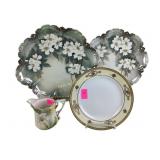 Hand painted Nippon plate, (2) antique hand