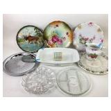 Moose tin tray, Corningware blue flower dish, egg