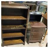 Wooden bookshelf, 26Wx9Dx45H, some wear, side