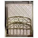 Brass toned queen size bed frame and rails, with