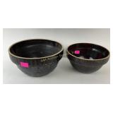 (2) brown stoneware bowls