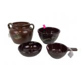 USA brown glaze pot, Heirloom 804 basketweave