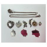 Sterling charms incl. sombrero, ballet slippers &