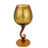 MCM mid century amber glass pedestal vase Empoli