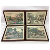 (4) Currier & Ives framed prints of American
