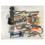 Tools: drillbits, screwdrivers, large