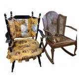 Wood Cane Butterfly Back Rocker, Seat has Large