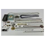 Costume jewelry necklaces, Art Deco clips,