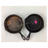 (2) cast-iron skillets: stamped 5B & 5