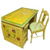 Wood Desk & Chair Painted. Desk is 48 in. X 30