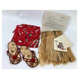 Hawaii Souvenir grass skirt, sandals, and shirt