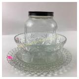 Hazel Atlas square glass coffee canister, Cut