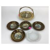 Art Deco brass colored tray, brass framed still