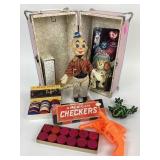 Teddy Bear doll case, Rubber clown doll,