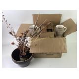 Vancasso Stoneware Dishes and Vase with Clay Flowe