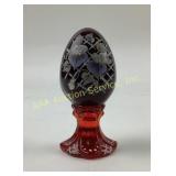 Fenton hand painted artist signed ruby glass