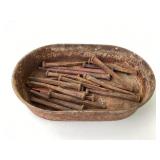 Hand forged iron nails large 19th century