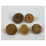 Railroad uniform buttons B&O, Pennsylvania, Cones