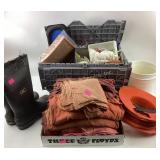 shop rags, cordwheel extension cord, wader