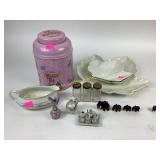 (3) anchor hocking art deco spice jars,