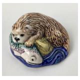 Margaret Howard otter & fish ceramic figurine
