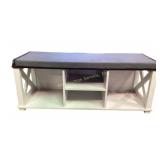 Padded bench with cubby storage, 44.5Lx16Dx18H