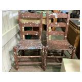 2 painted chairs, chipped paint