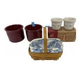 Longaberger mauve crocks, NIB votive pack,