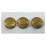 (3) Indiana State Seal military uniform buttons