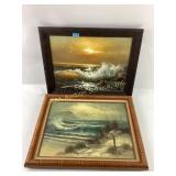 (2) seascape oil paintings on canvas: one signed