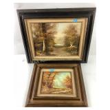 Oil painting on canvas-autumnal scene, signed I.