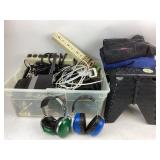 Large tote of extension cords and cables,  (2)