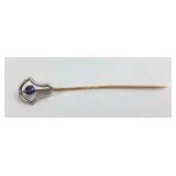 14k yellow, white gold stick pin with sapphire.