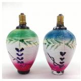 (2) painted glass Christmas light bulbs Chinese