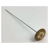 Guilloche enameled hat pin