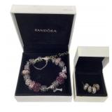 Pandora sterling, amethyst & art glass bead