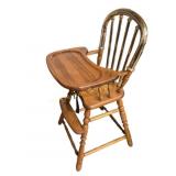 Wood High Chair Goldtone Back