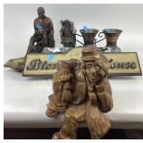 Bronze coated resin statue, hobo mantle decor,