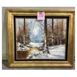 Acrylic on Canvas winter landscape painting,