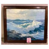 Oil on Canvas Costal Seascape painting, signed H.
