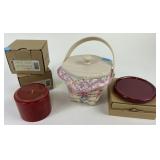 NIB Longaberger pint size pillar candles,