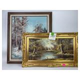 (2) oil paintings on canvas: Autumnal River scene
