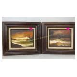(2) seascape acrylicï¿½s on canvas. Signed Garcy