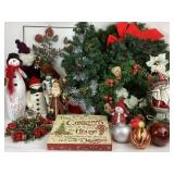 Holiday decorations, wreaths, Santa, tree