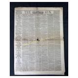 1862 Baltimore Newspaper ï¿½The Sunï¿½, Civil War Era