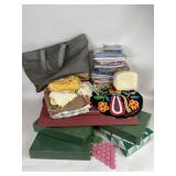 storage box, fabric pieces, multiple
